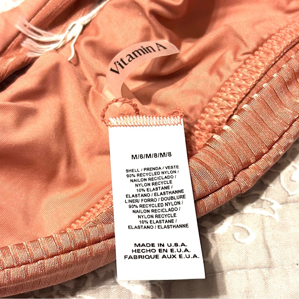 NWT • VITAMIN A • Sienna Tank Ribbed Bikini Top in Pink Sands Shimmer - Picture 7 of 7